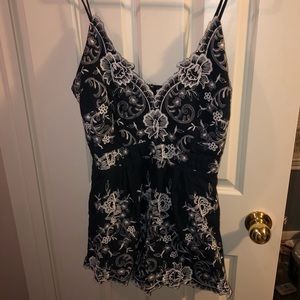 Floral Navy Blue Romper